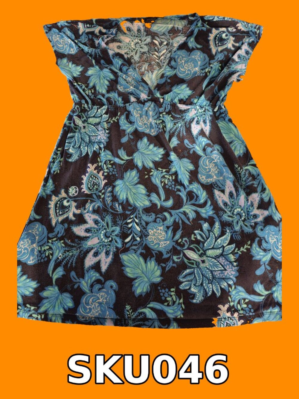 Blue and Green Floral Paisley Print Dress